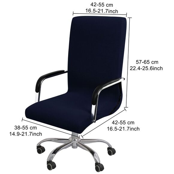 Stretch Jacquard Office Cover Swivel Chair Protector Medium Navy Blue - Picture 5 of 6